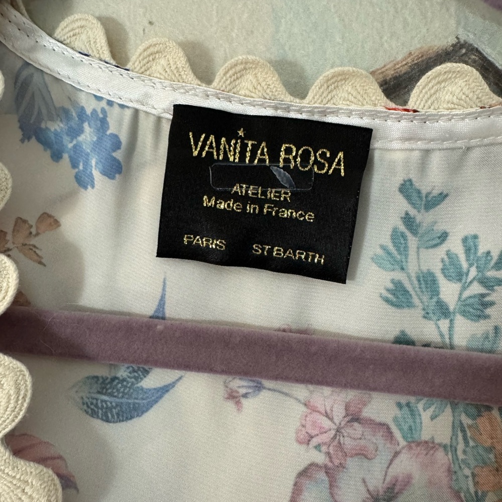 VANITA ROSA ATELIER Womens Floral Print Cold Shoulder Blouse White Size Medium - Picture 3 of 7